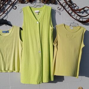 3 Ladies Chartreuse XL tops all in excellent condition.